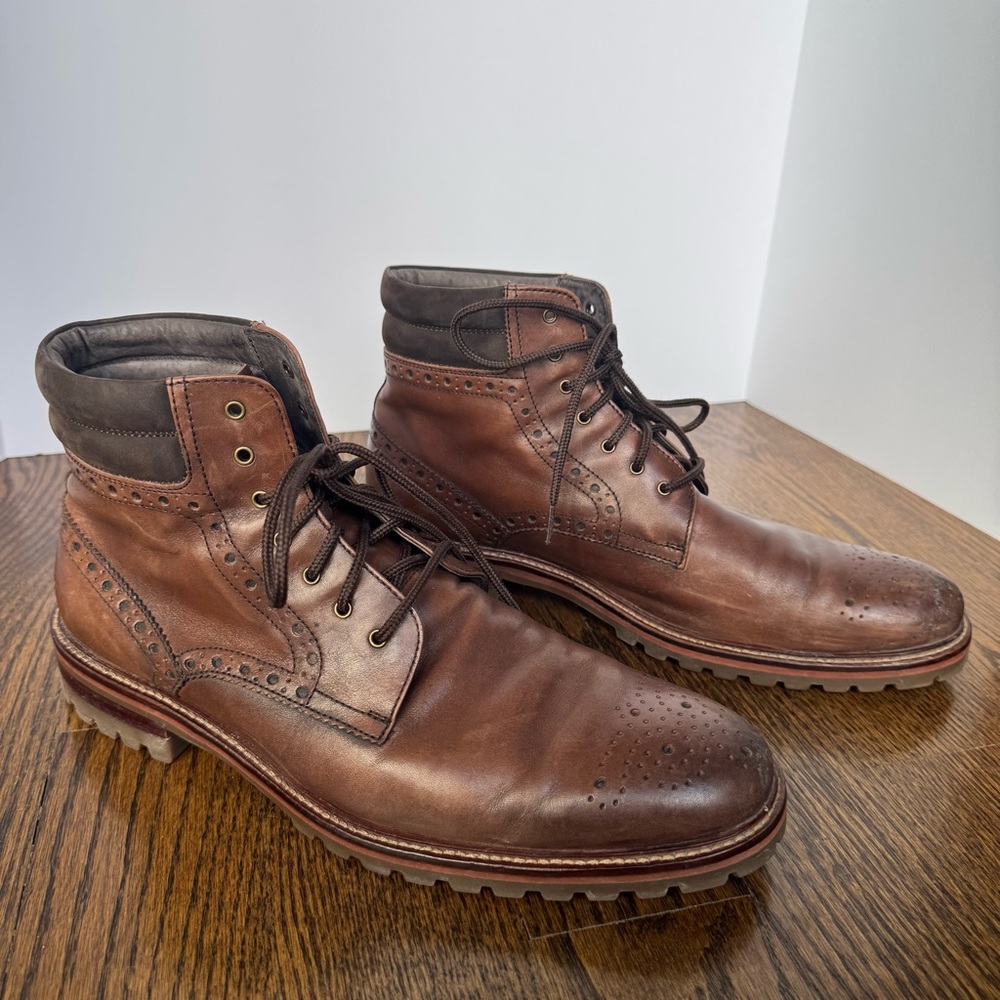 Johnston & Murphy Brown Leather Lace-Up Boots